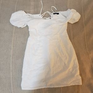 White lace back dress